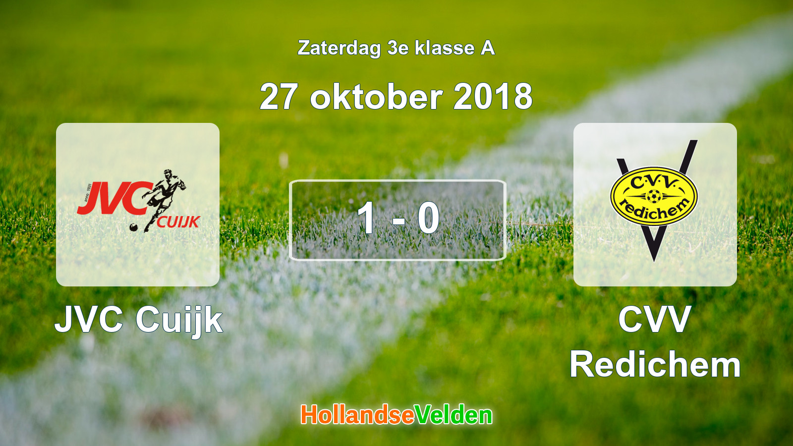 Gespeelde wedstrijd: JVC Cuijk - CVV Redichem 1 - 0 (27 oktober 2018)