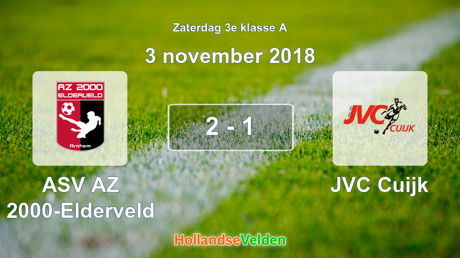 Gespeelde wedstrijd: ASV AZ 2000-Elderveld - JVC Cuijk 2 - 1 (3 november 2018)