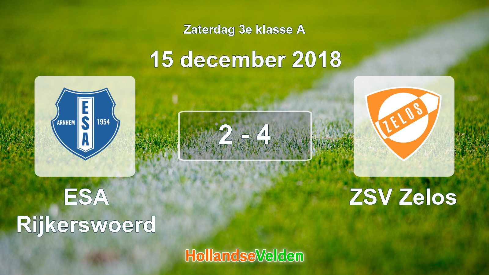 Gespeelde wedstrijd: ESA Rijkerswoerd - ZSV Zelos 2 - 4 (15 december 2018)