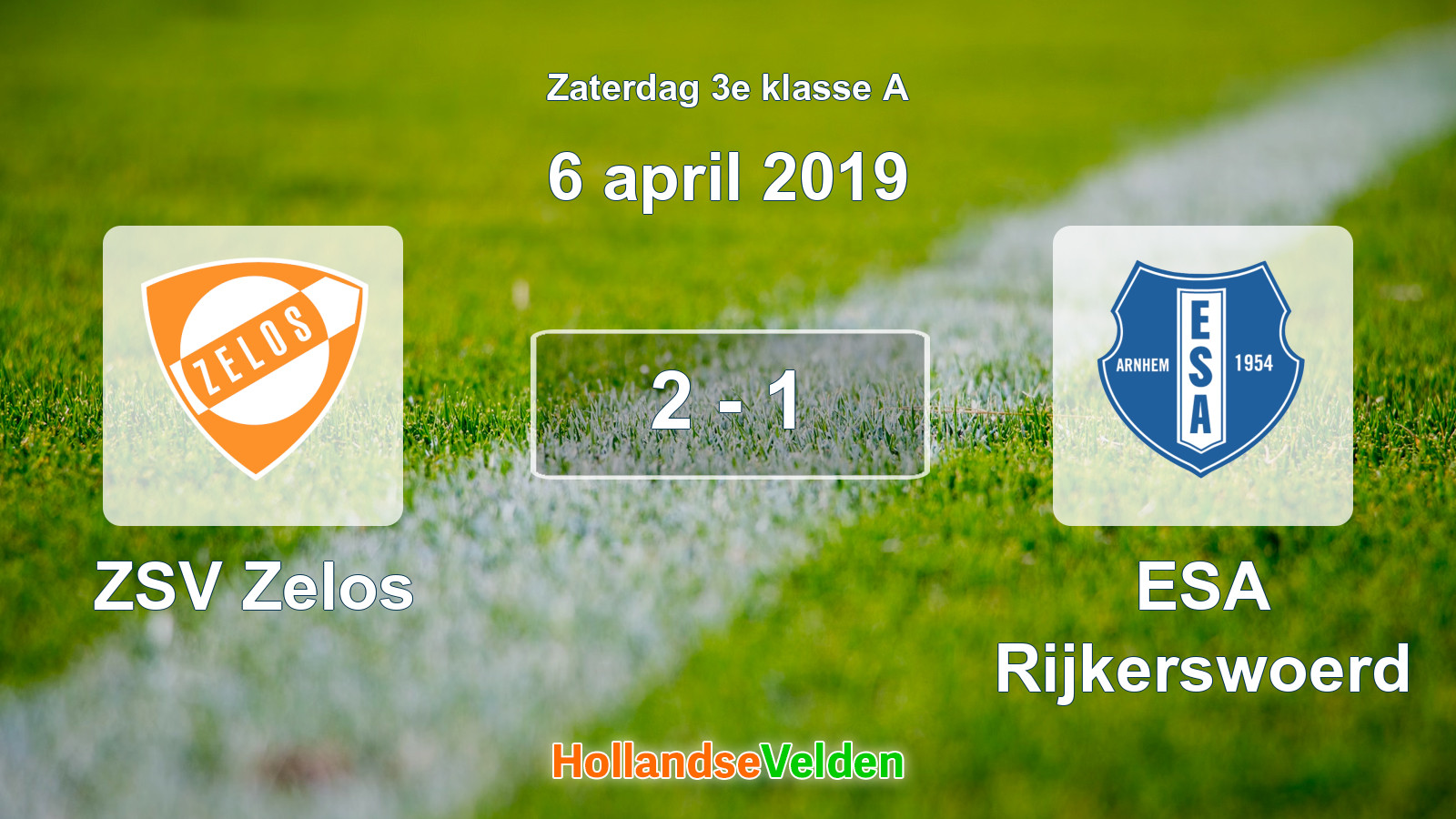 Gespeelde wedstrijd: ZSV Zelos - ESA Rijkerswoerd 2 - 1 (6 april 2019)