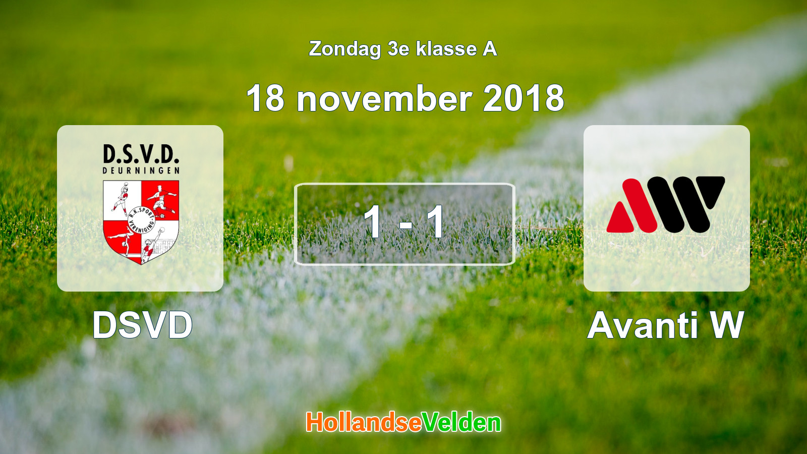 Gespeelde wedstrijd: DSVD - Avanti W 1 - 1 (18 november 2018)