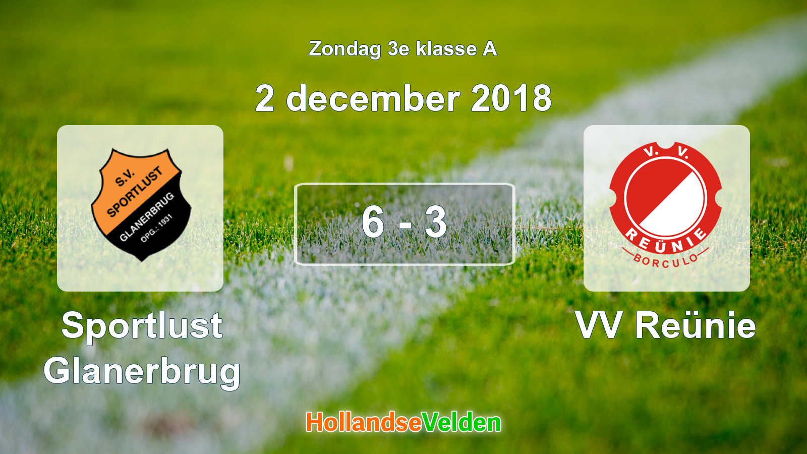Gespeelde wedstrijd: Sportlust Glanerbrug - VV Reünie 6 - 3 (2 december 2018)