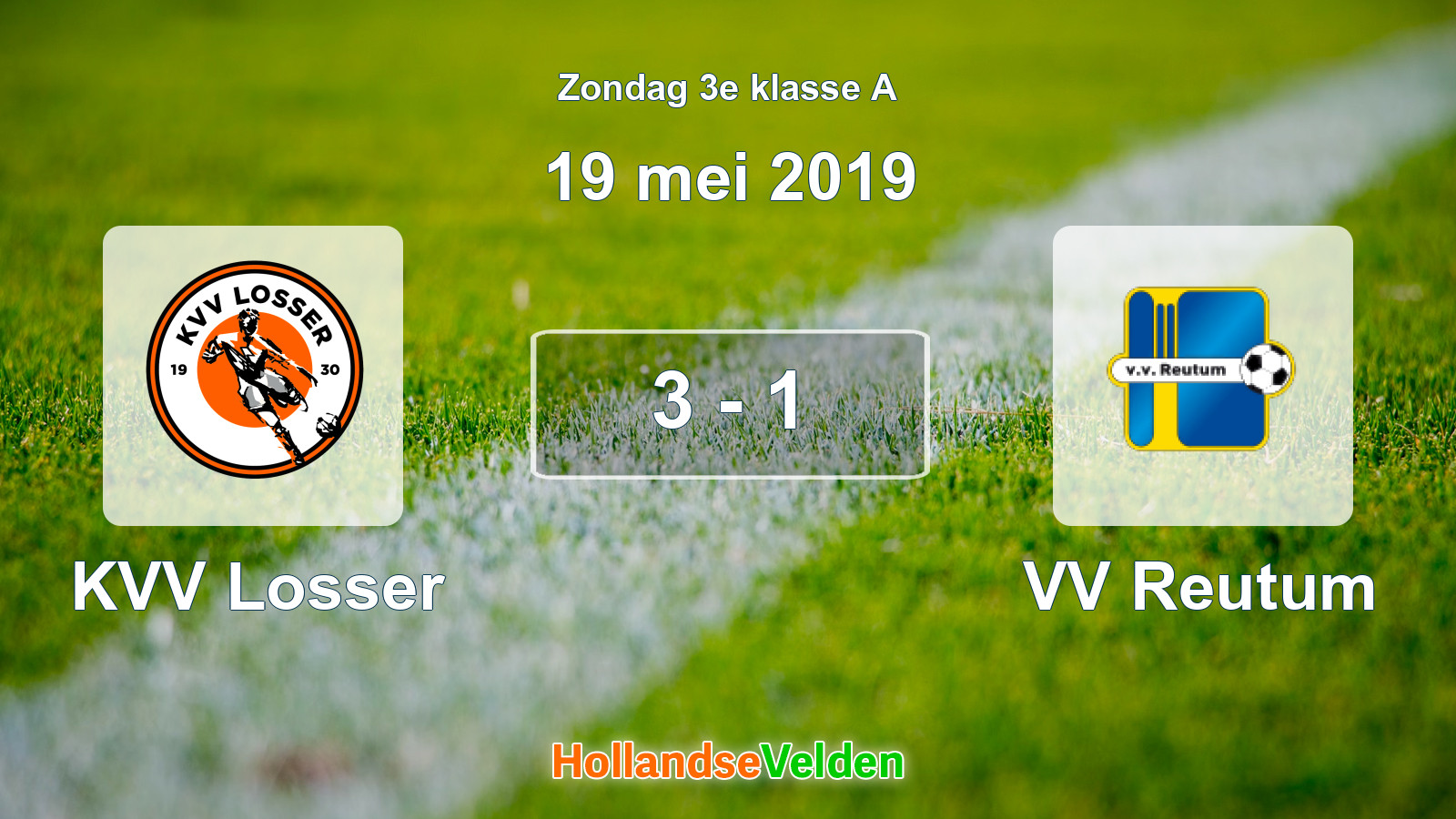 Gespeelde wedstrijd: KVV Losser - VV Reutum 3 - 1 (19 mei 2019)