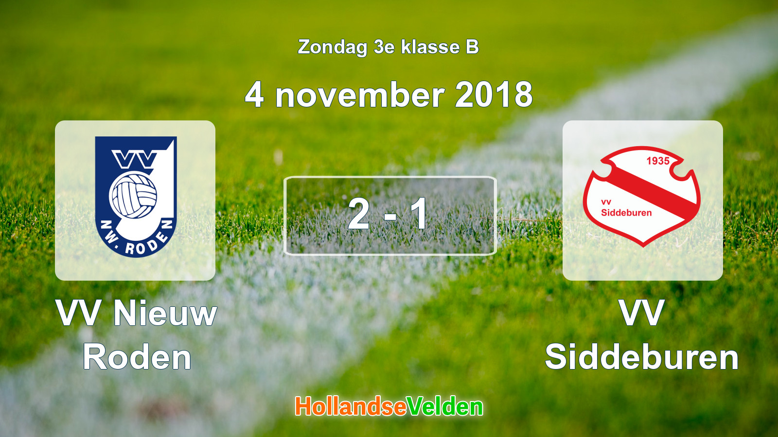 Gespeelde wedstrijd: VV Nieuw Roden - VV Siddeburen 2 - 1 (4 november 2018)