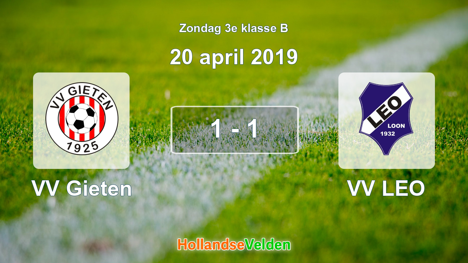 Gespeelde wedstrijd: VV Gieten - VV LEO 1 - 1 (20 april 2019)