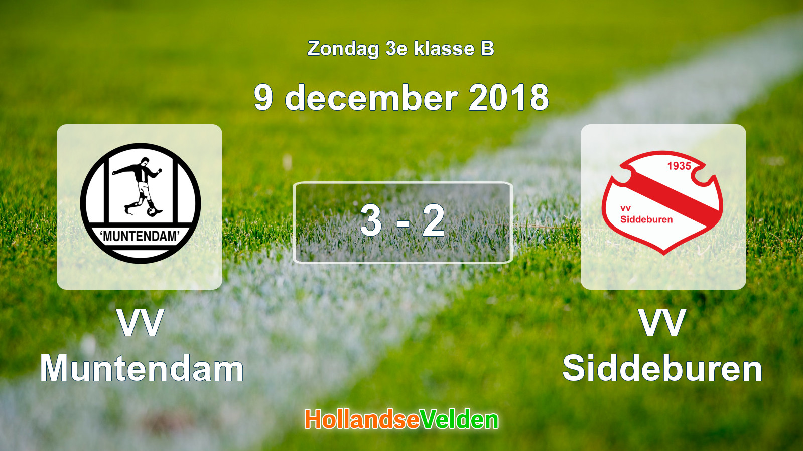 Gespeelde wedstrijd: VV Muntendam - VV Siddeburen 3 - 2 (9 december 2018)