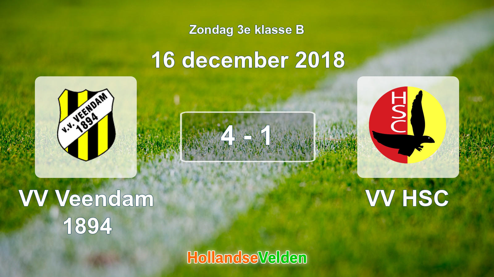 Gespeelde wedstrijd: VV Veendam 1894 - VV HSC 4 - 1 (16 december 2018)