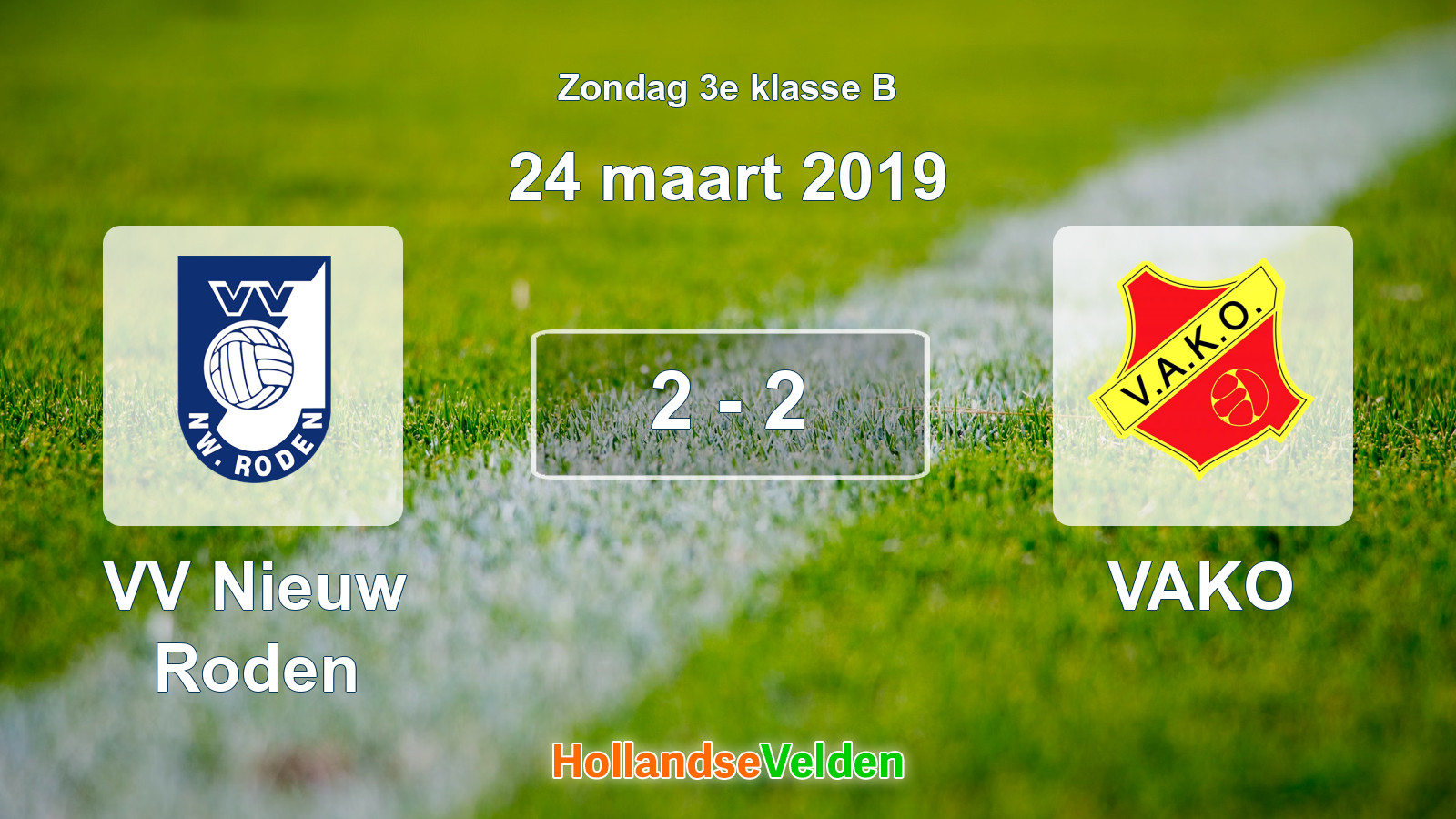 Gespeelde wedstrijd: VV Nieuw Roden - VAKO 2 - 2 (24 maart 2019)