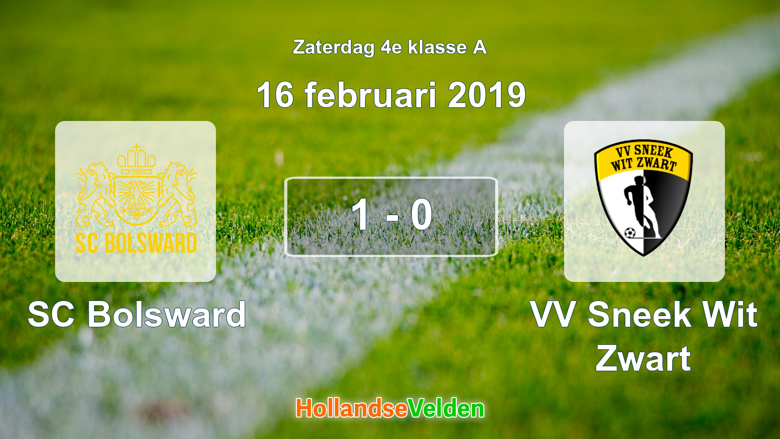 Gespeelde wedstrijd: SC Bolsward - VV Sneek Wit Zwart 1 - 0 (16 februari 2019)