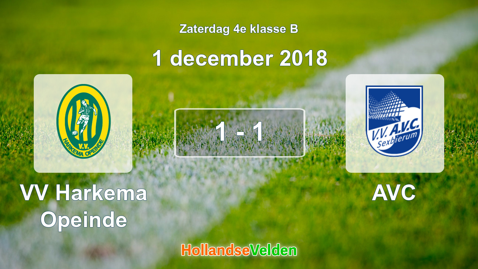 Gespeelde wedstrijd: VV Harkema Opeinde - AVC 1 - 1 (1 december 2018)