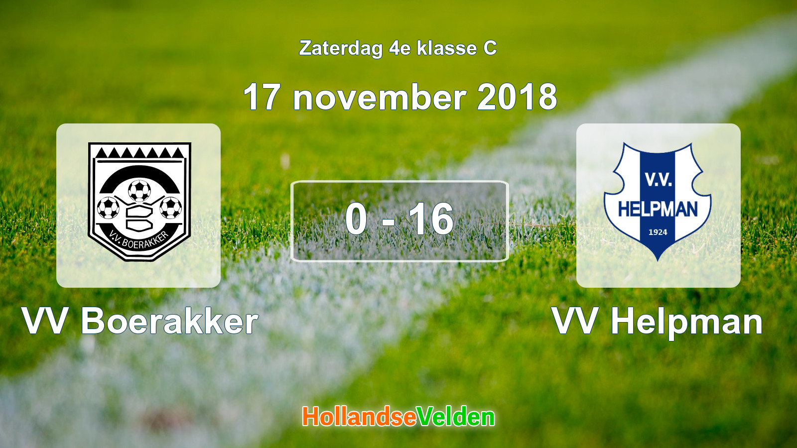 Gespeelde wedstrijd: VV Boerakker - VV Helpman 0 - 16 (17 november 2018)