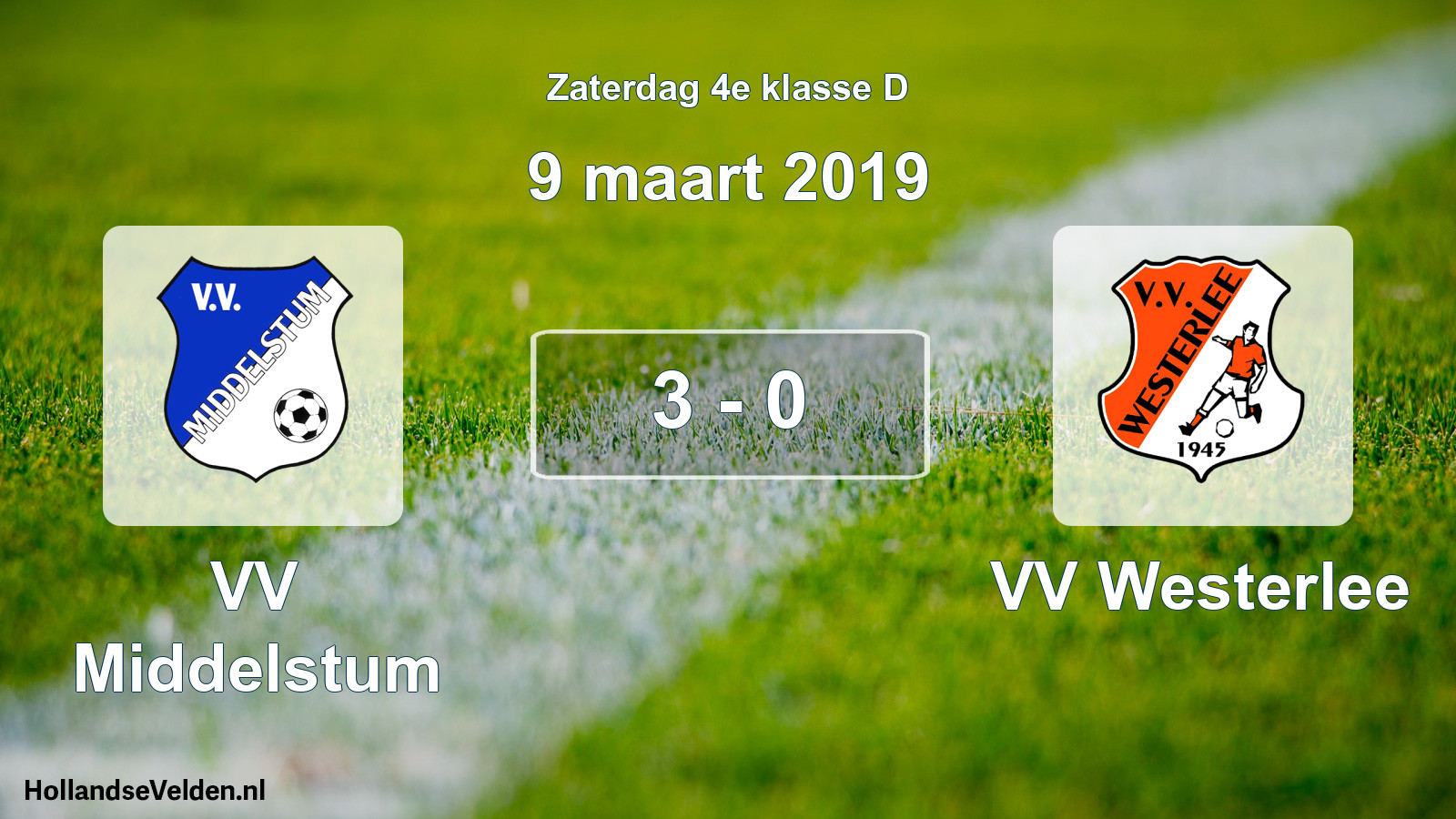 Gespeelde wedstrijd: VV Middelstum - VV Westerlee 3 - 0 (9 maart 2019)