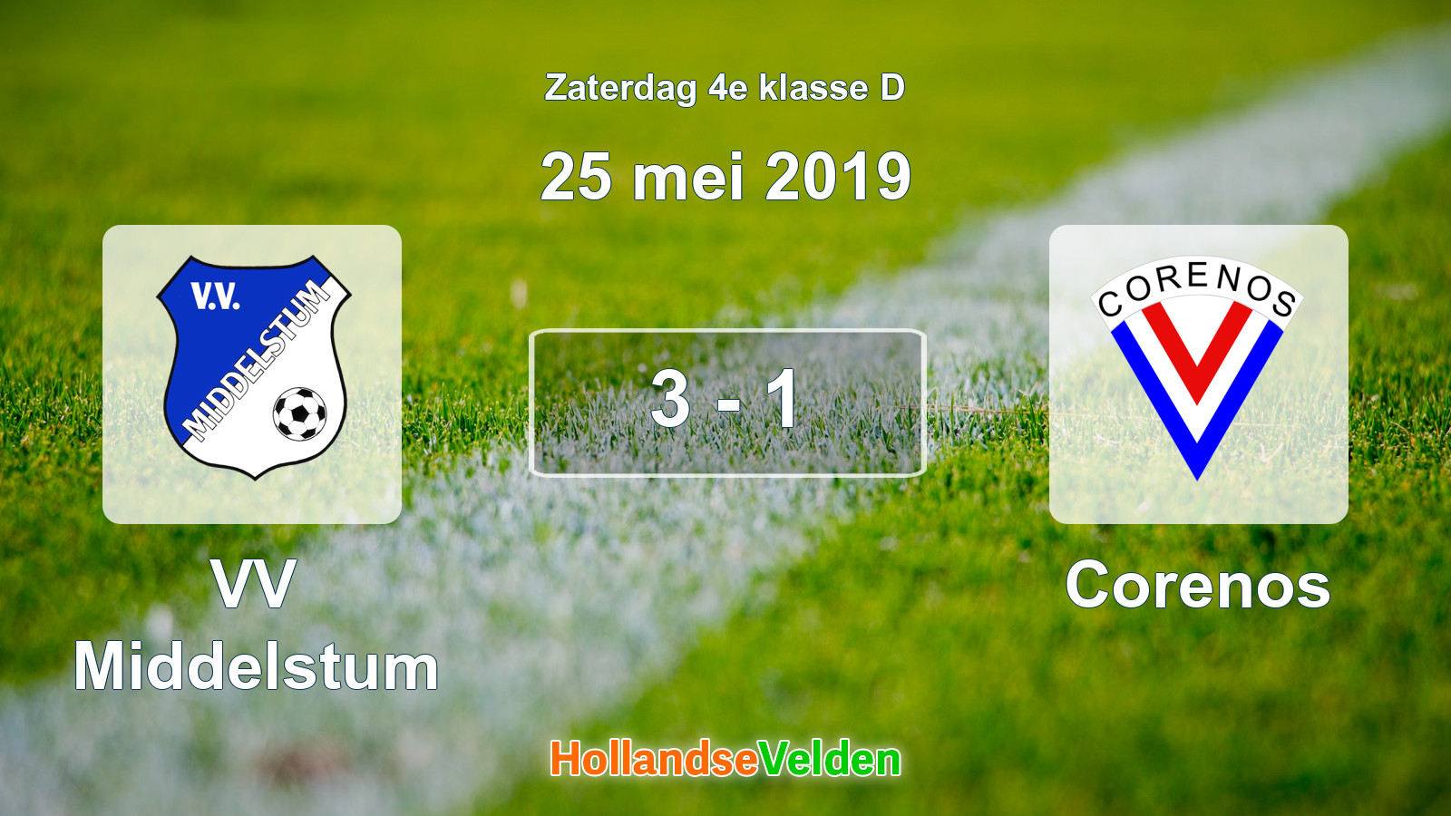 Gespeelde wedstrijd: VV Middelstum - Corenos 3 - 1 (25 mei 2019)
