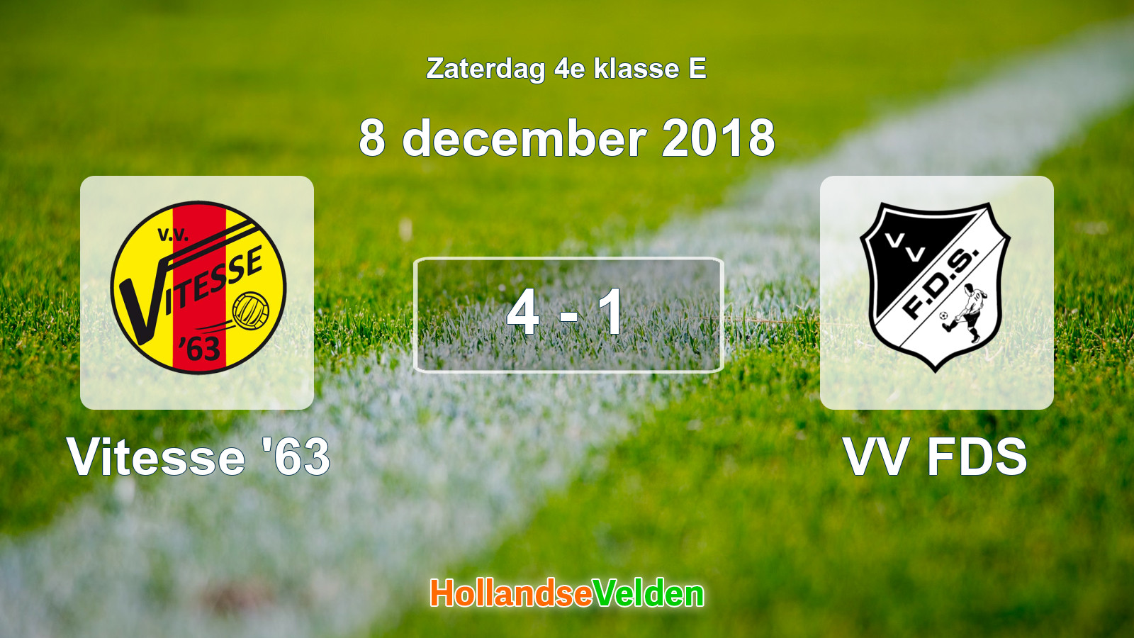 Gespeelde wedstrijd: Vitesse '63 - VV FDS 4 - 1 (8 december 2018)
