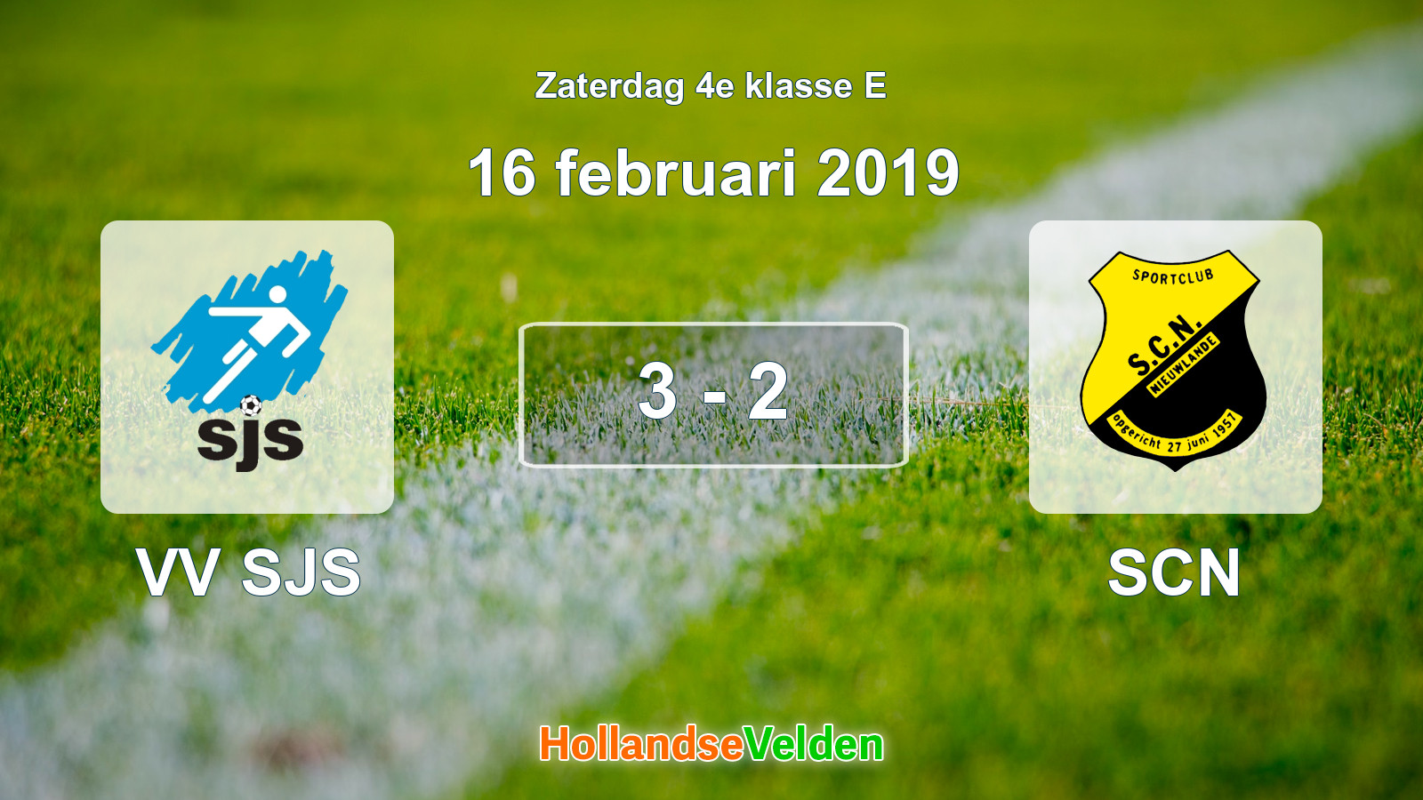 Gespeelde wedstrijd: VV SJS - SCN 3 - 2 (16 februari 2019)