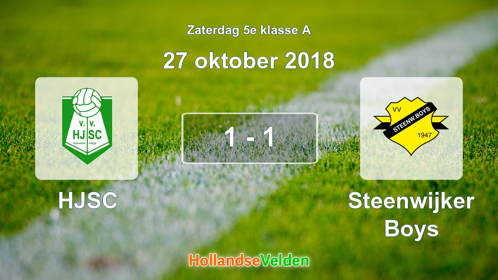 Gespeelde wedstrijd: HJSC - Steenwijker Boys 1 - 1 (27 oktober 2018)