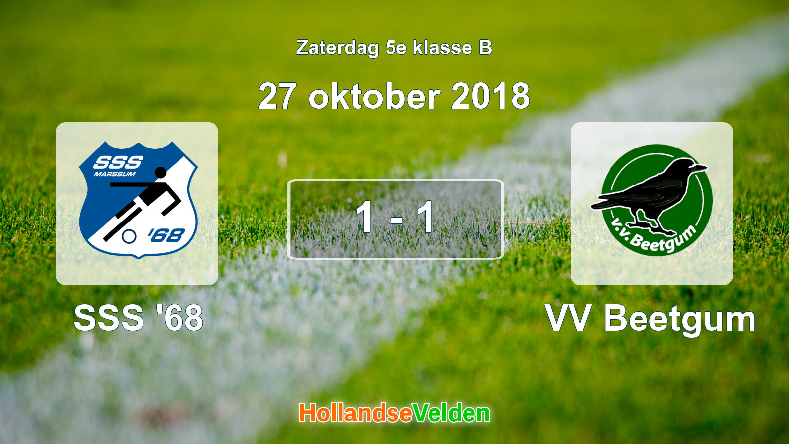 Gespeelde wedstrijd: SSS '68 - VV Beetgum 1 - 1 (27 oktober 2018)
