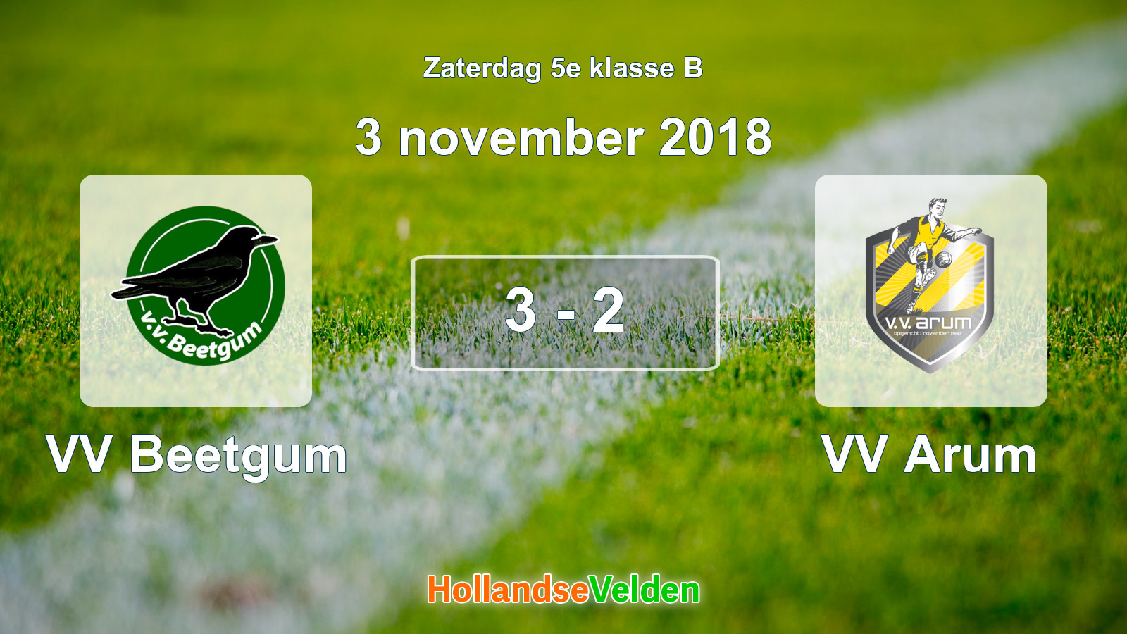 Gespeelde wedstrijd: VV Beetgum - VV Arum 3 - 2 (3 november 2018)