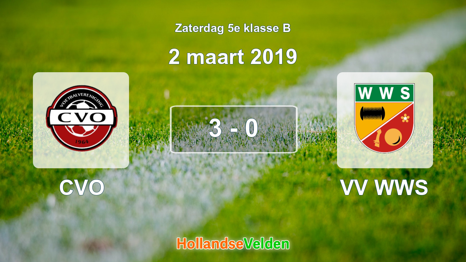 Gespeelde wedstrijd: CVO - VV WWS 3 - 0 (2 maart 2019)