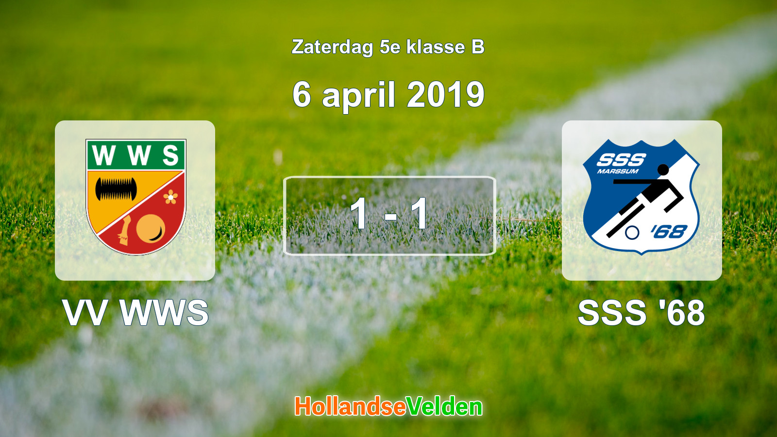 Gespeelde wedstrijd: VV WWS - SSS '68 1 - 1 (6 april 2019)