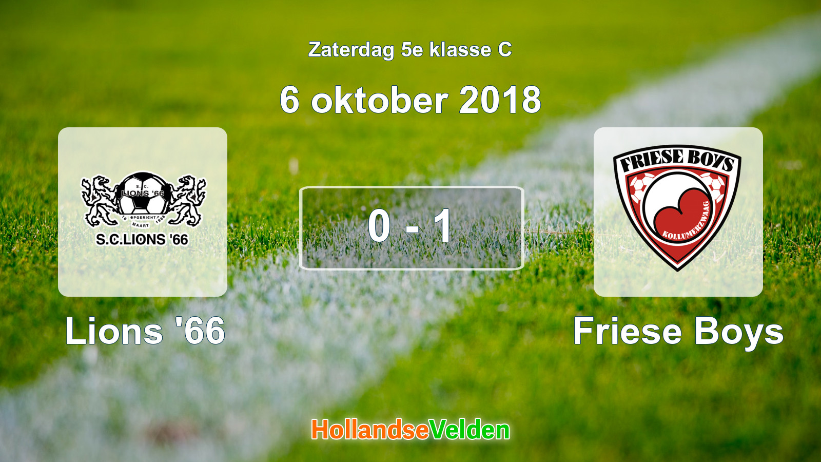 Gespeelde wedstrijd: Lions '66 - Friese Boys 0 - 1 (6 oktober 2018)