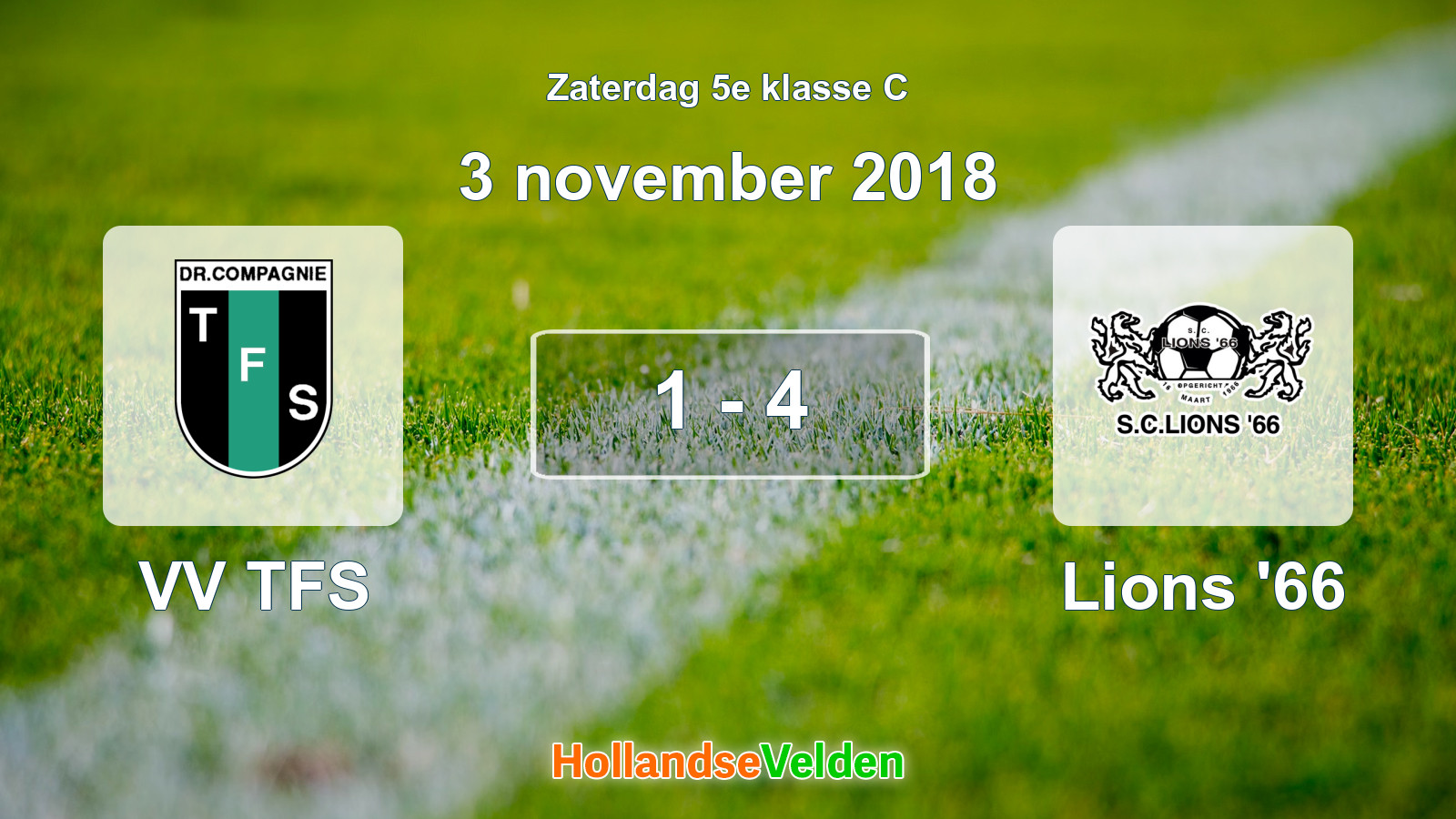 Gespeelde wedstrijd: VV TFS - Lions '66 1 - 4 (3 november 2018)