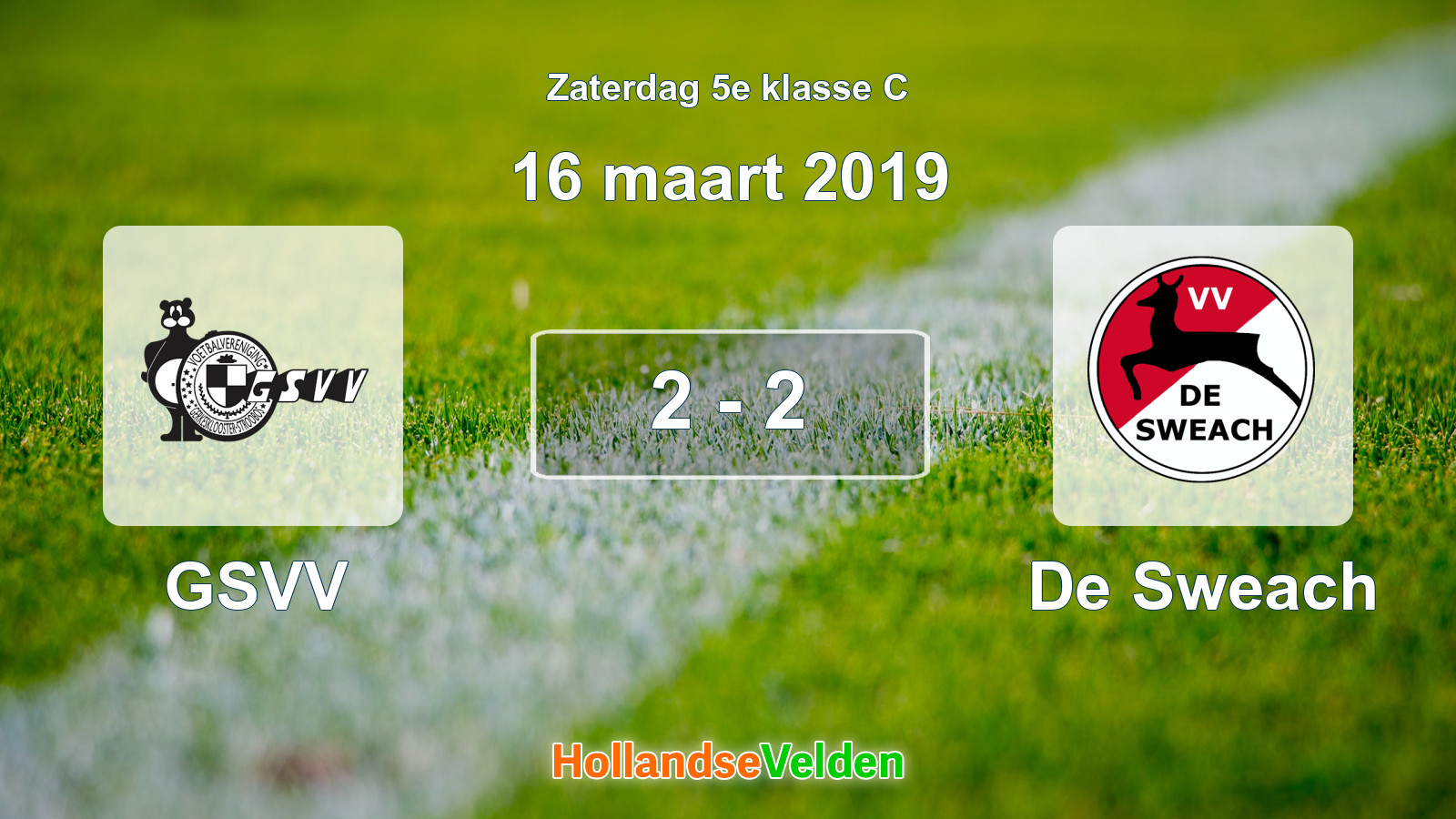 Gespeelde wedstrijd: GSVV - De Sweach 2 - 2 (16 maart 2019)