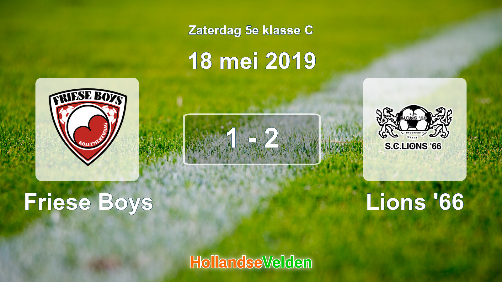 Gespeelde wedstrijd: Friese Boys - Lions '66 1 - 2 (18 mei 2019)