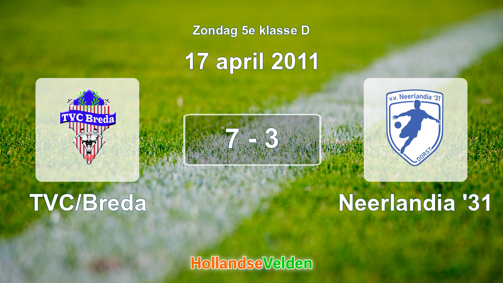 Gespeelde wedstrijd: TVC/Breda - Neerlandia '31 7 - 3 (17 april 2011)