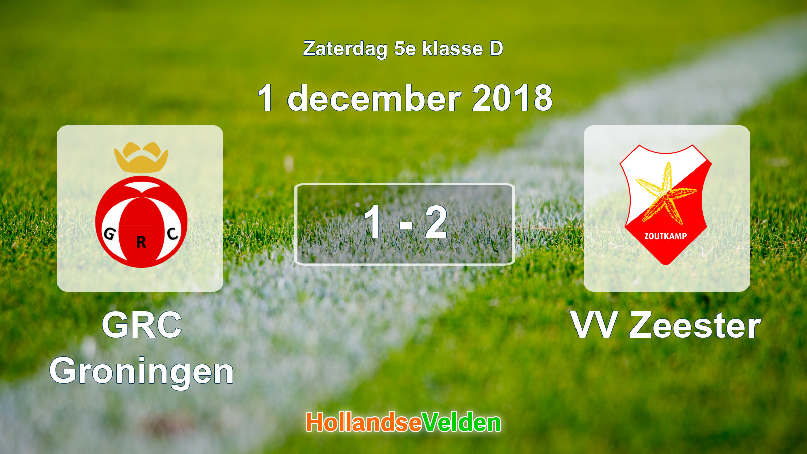 Gespeelde wedstrijd: GRC Groningen - VV Zeester 1 - 2 (1 december 2018)
