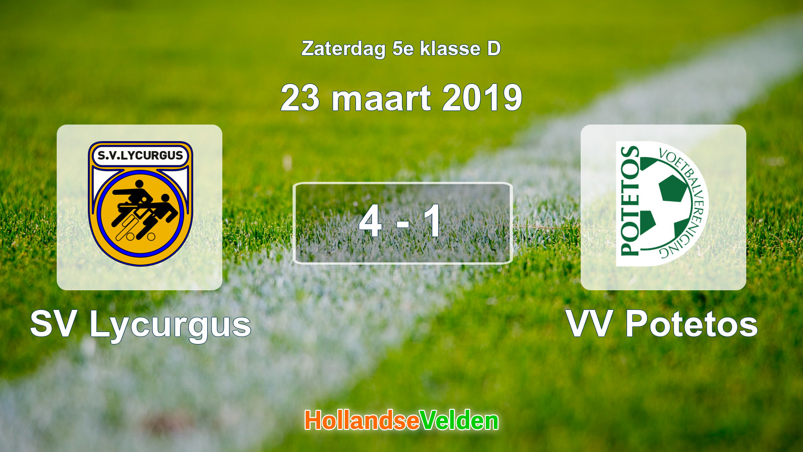 Gespeelde wedstrijd: SV Lycurgus - VV Potetos 4 - 1 (23 maart 2019)