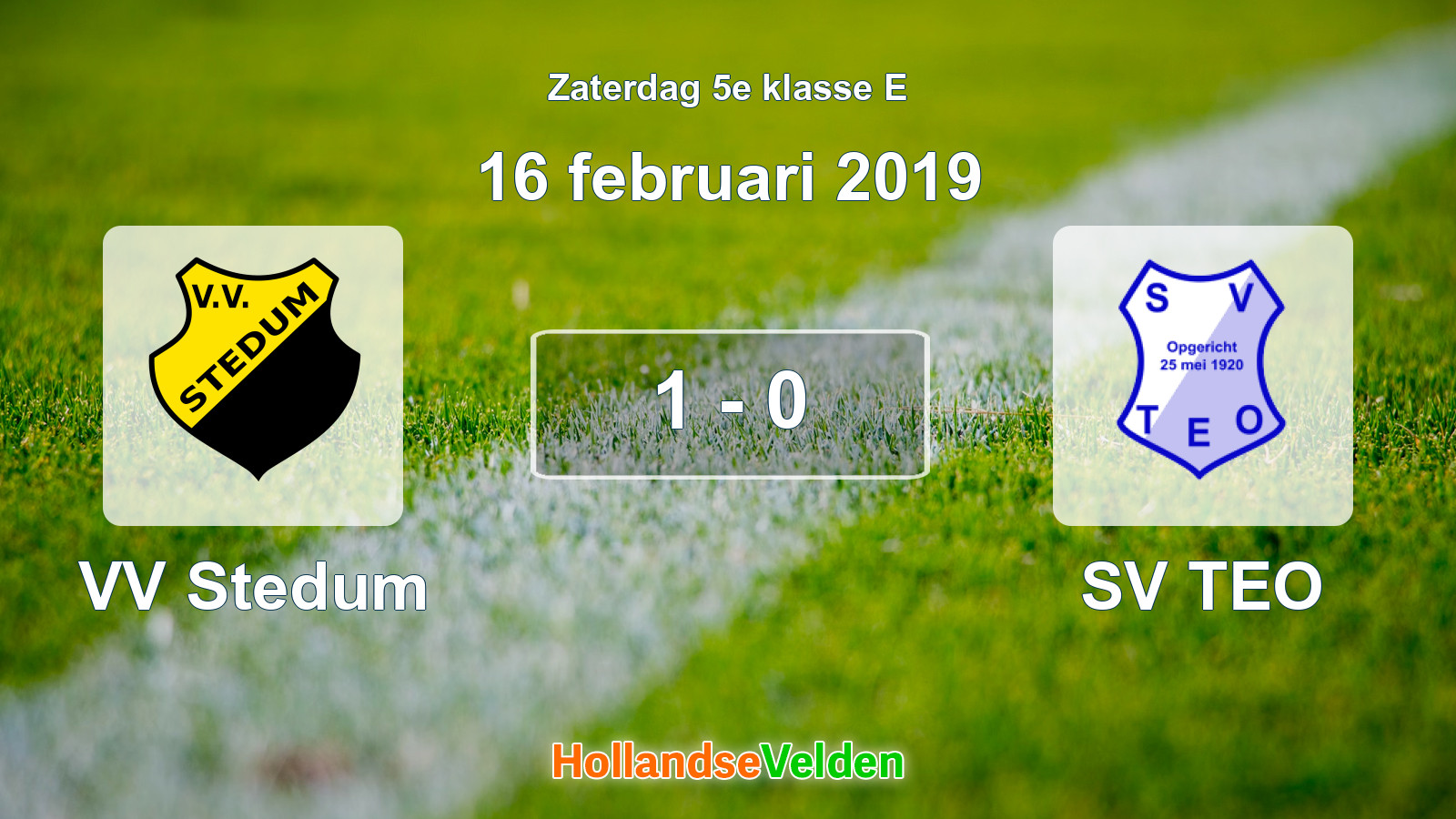 Gespeelde wedstrijd: VV Stedum - SV TEO 1 - 0 (16 februari 2019)