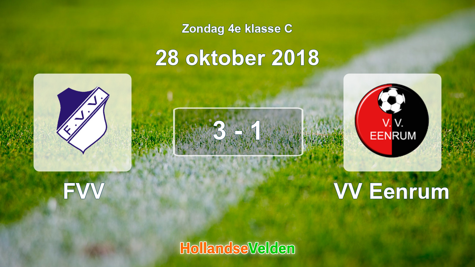 Gespeelde wedstrijd: FVV - VV Eenrum 3 - 1 (28 oktober 2018)