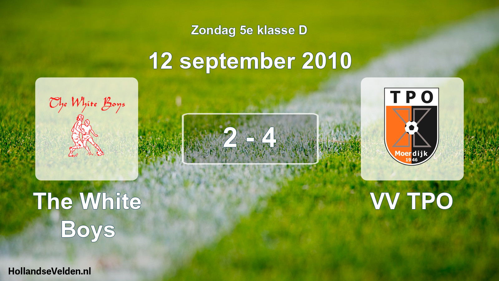 Gespeelde wedstrijd: The White Boys - VV TPO 2 - 4 (12 september 2010)
