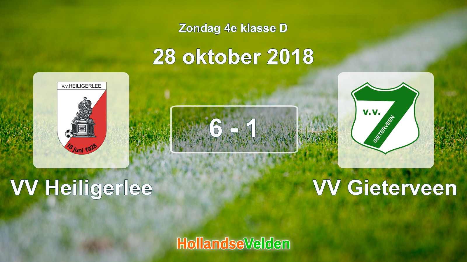 Gespeelde wedstrijd: VV Heiligerlee - VV Gieterveen 6 - 1 (28 oktober 2018)