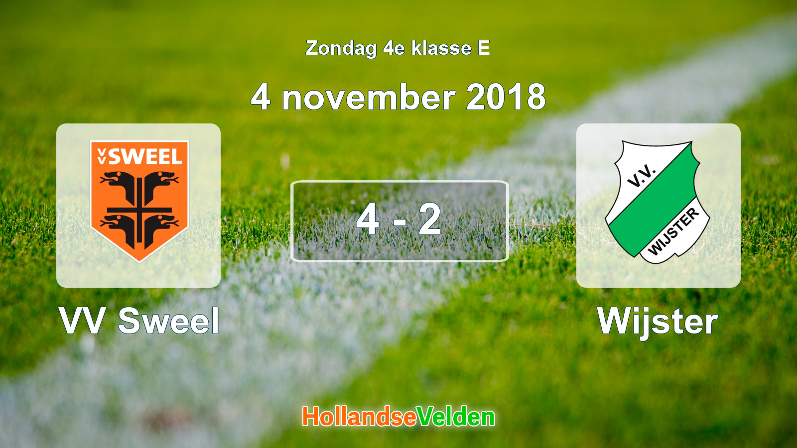 Gespeelde wedstrijd: VV Sweel - Wijster 4 - 2 (4 november 2018)