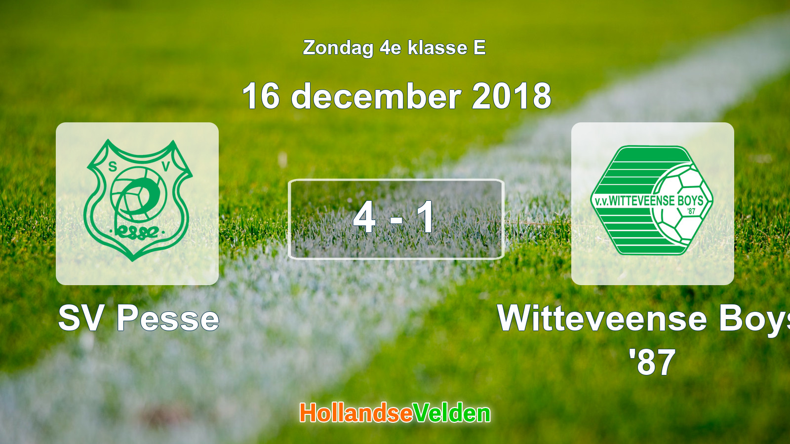 Gespeelde wedstrijd: SV Pesse - Witteveense Boys '87 4 - 1 (16 december 2018)