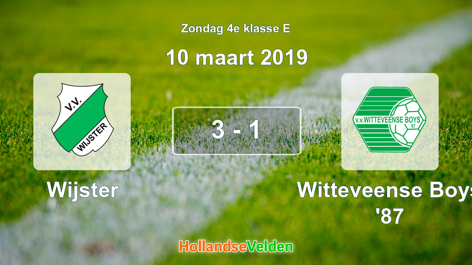Gespeelde wedstrijd: Wijster - Witteveense Boys '87 3 - 1 (10 maart 2019)