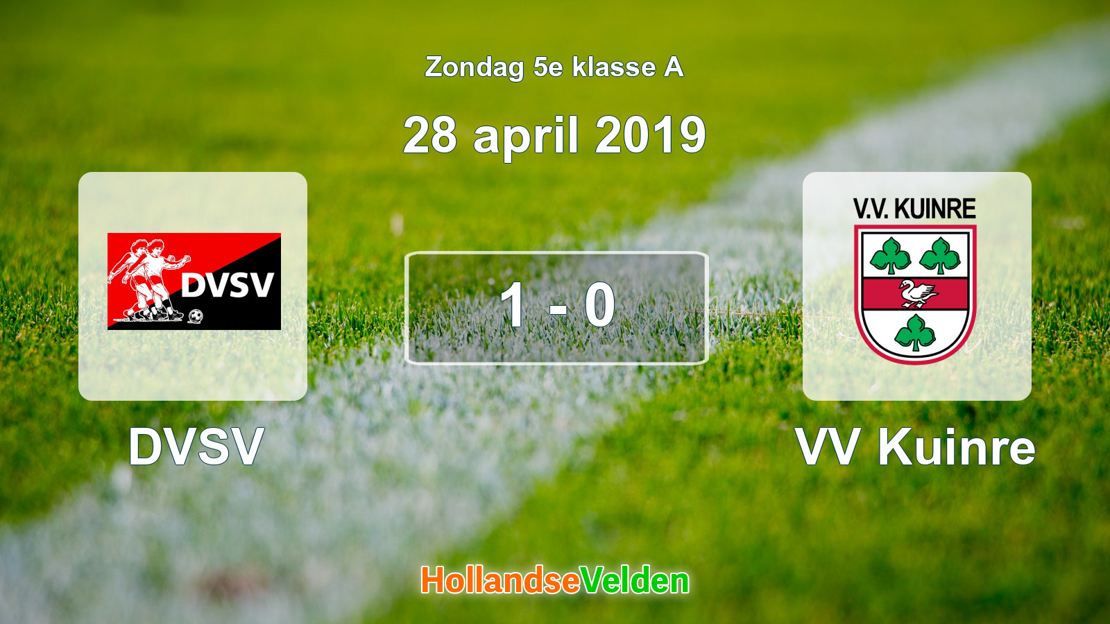 Gespeelde wedstrijd: DVSV - VV Kuinre 1 - 0 (28 april 2019)
