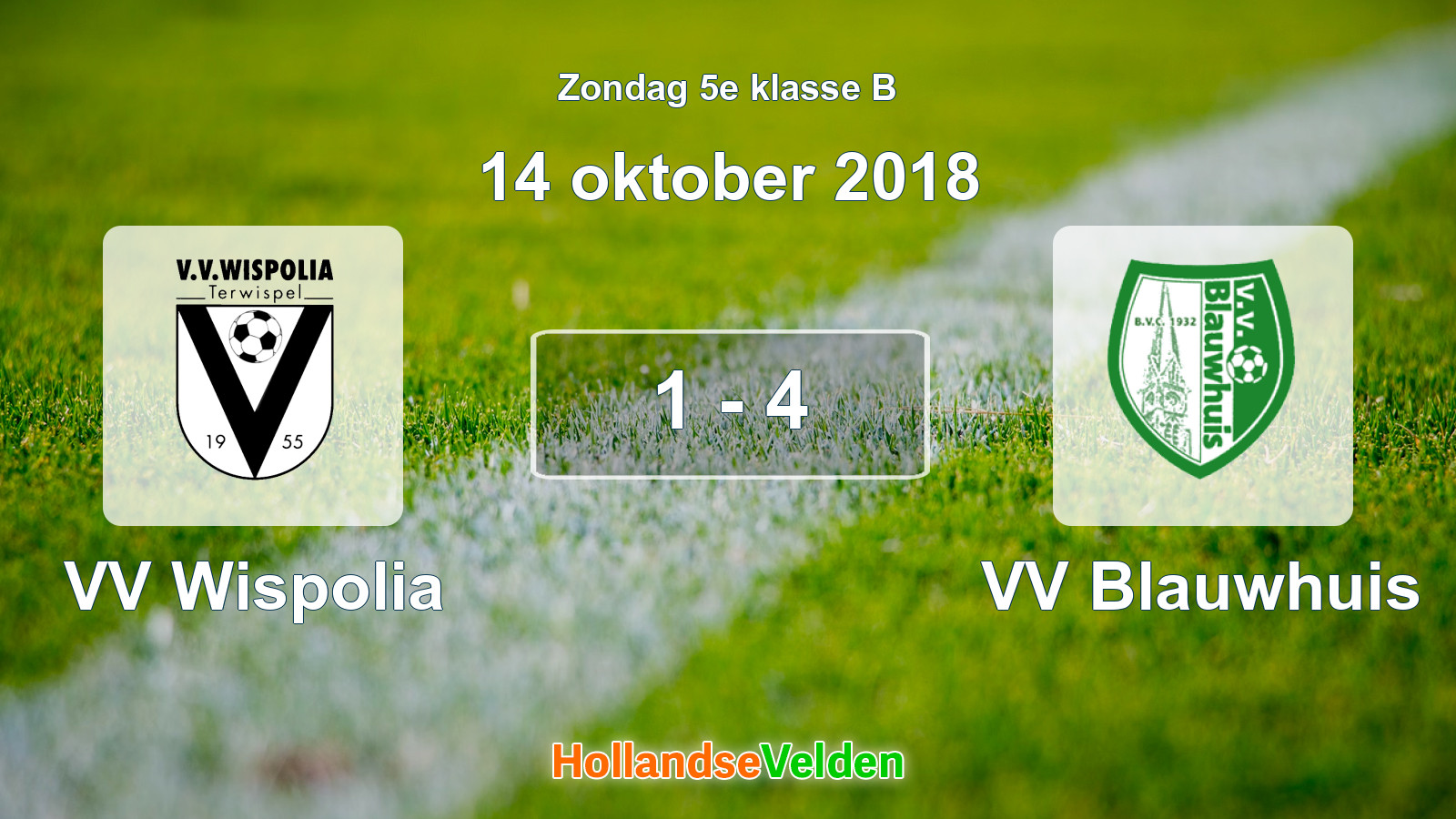 Gespeelde wedstrijd: VV Wispolia - VV Blauwhuis 1 - 4 (14 oktober 2018)