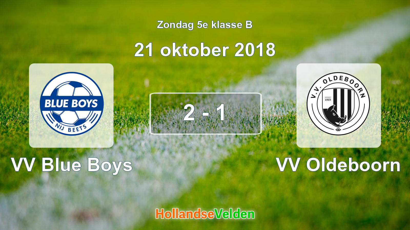 Gespeelde wedstrijd: VV Blue Boys - VV Oldeboorn 2 - 1 (21 oktober 2018)
