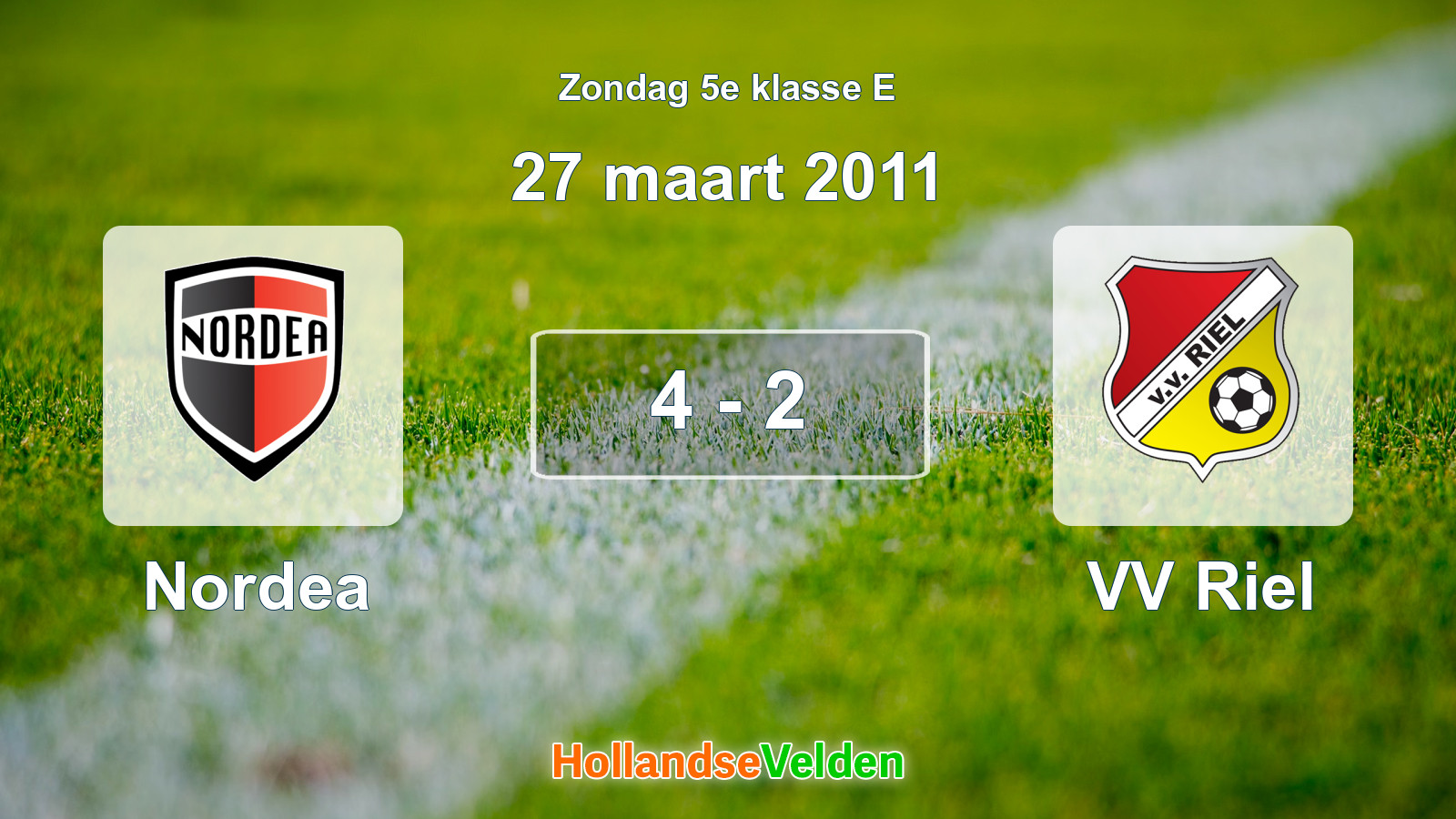 Gespeelde wedstrijd: Nordea - VV Riel 4 - 2 (27 maart 2011)