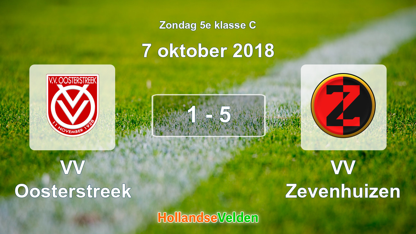 Gespeelde wedstrijd: VV Oosterstreek - VV Zevenhuizen 1 - 5 (7 oktober 2018)