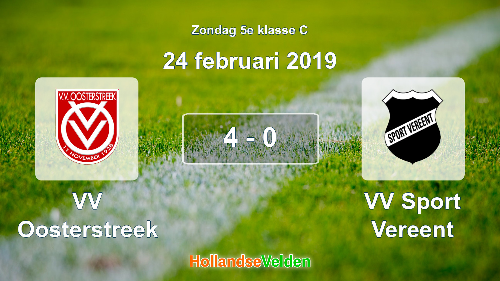 Gespeelde wedstrijd: VV Oosterstreek - VV Sport Vereent 4 - 0 (24 februari 2019)