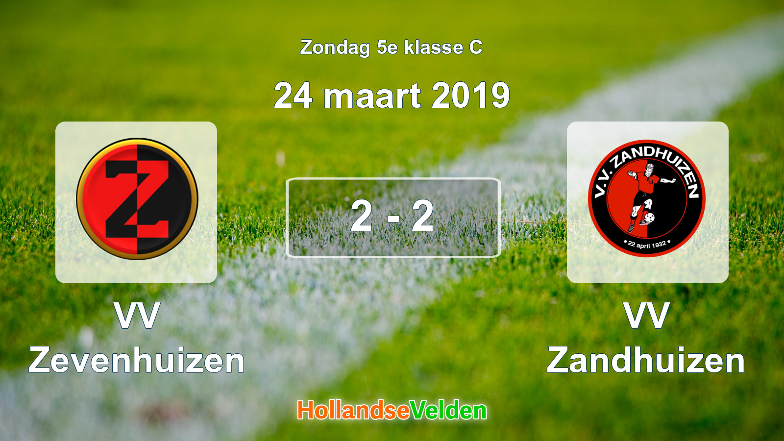 Gespeelde wedstrijd: VV Zevenhuizen - VV Zandhuizen 2 - 2 (24 maart 2019)