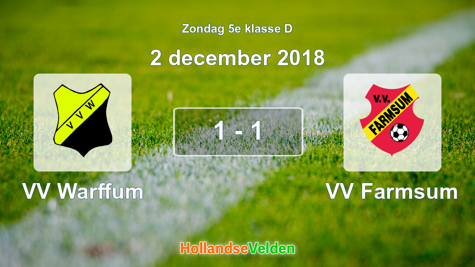 Gespeelde wedstrijd: VV Warffum - VV Farmsum 1 - 1 (2 december 2018)