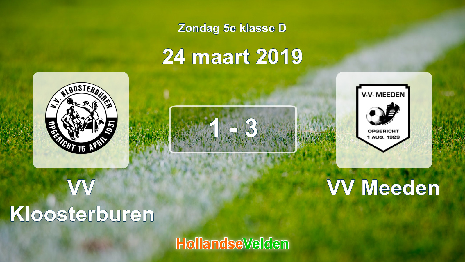 Gespeelde wedstrijd: VV Kloosterburen - VV Meeden 1 - 3 (24 maart 2019)