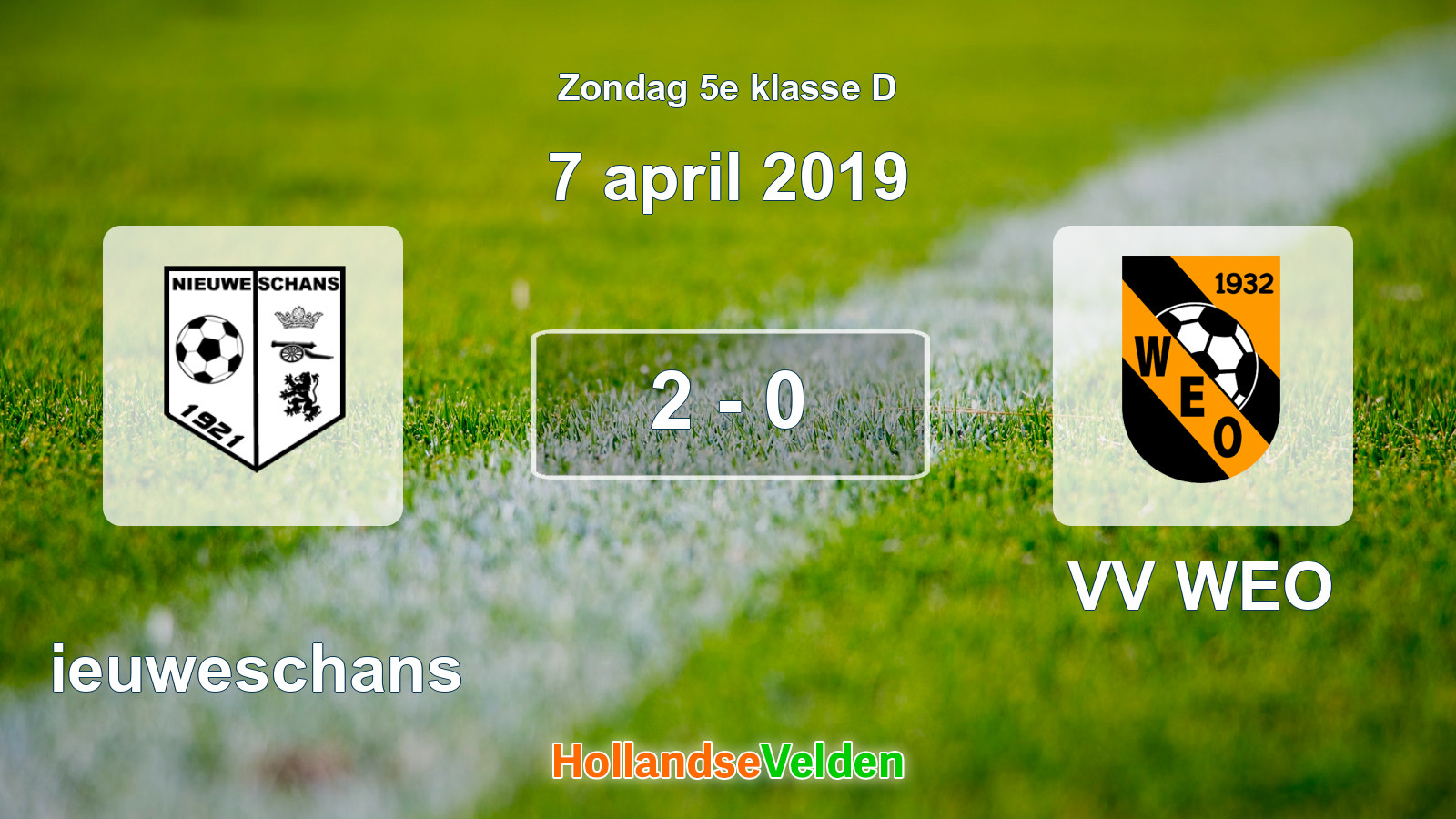 Gespeelde wedstrijd: Nieuweschans - VV WEO 2 - 0 (7 april 2019)