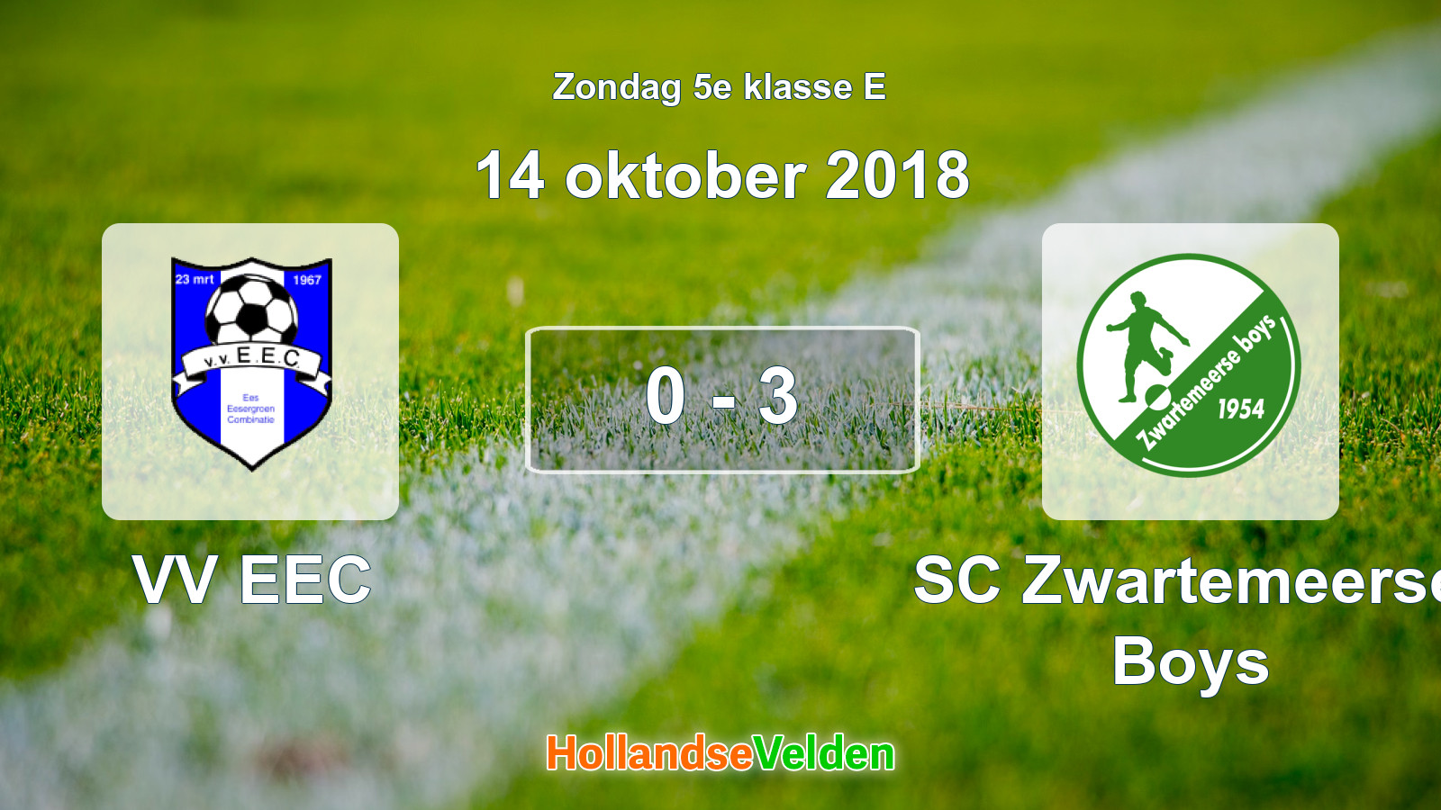Gespeelde wedstrijd: VV EEC - SC Zwartemeerse Boys 0 - 3 (14 oktober 2018)