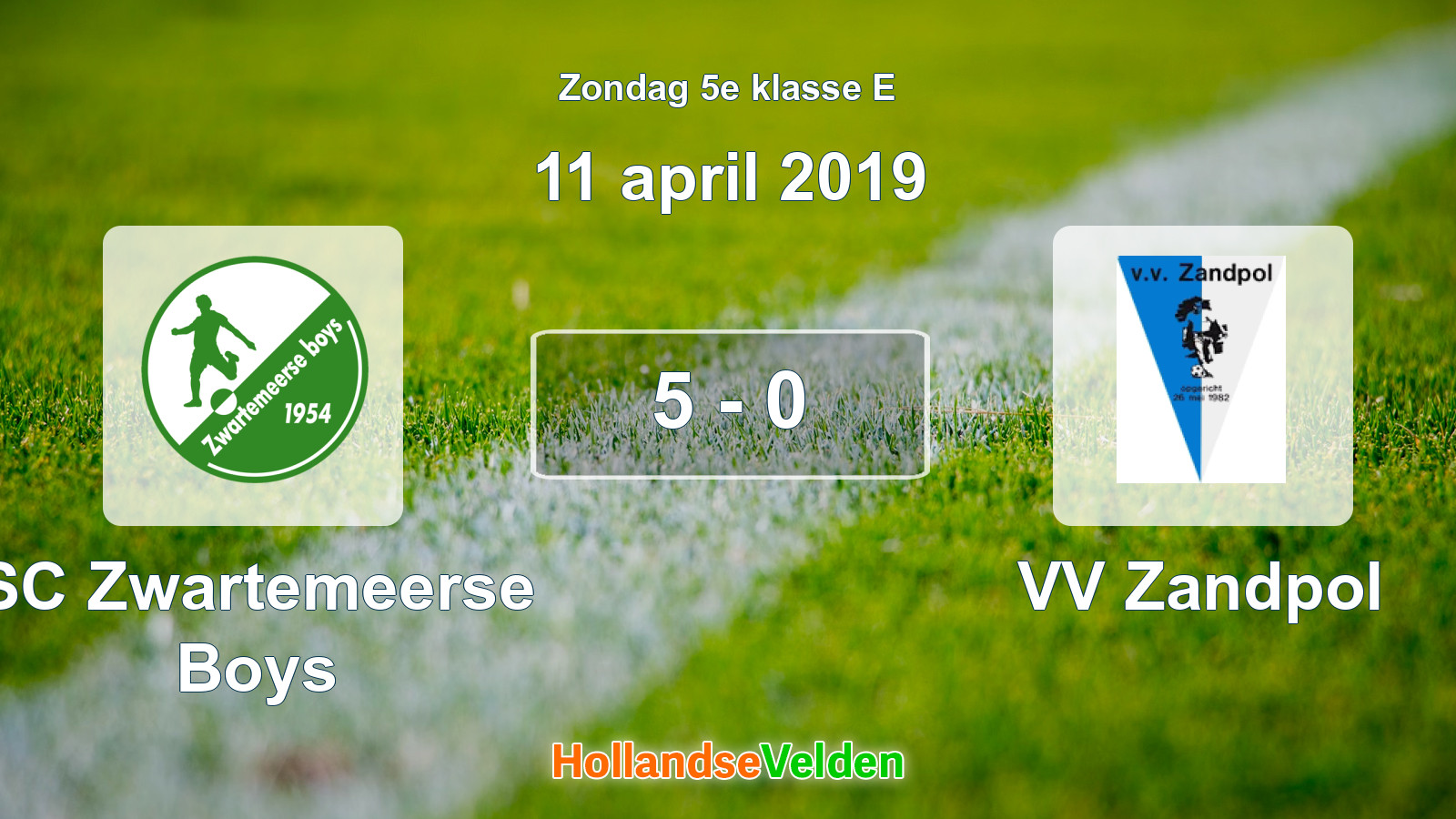 Gespeelde wedstrijd: SC Zwartemeerse Boys - VV Zandpol 5 - 0 (11 april 2019)